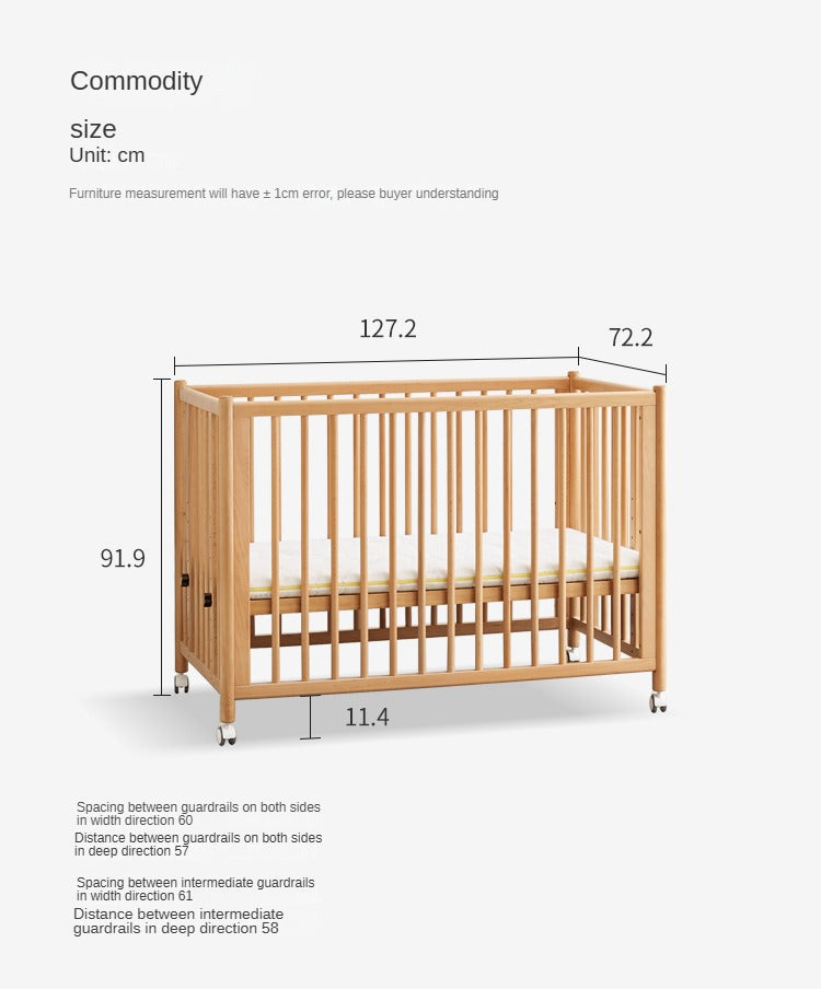 Solid wood baby bed mobile splicing multifunctional