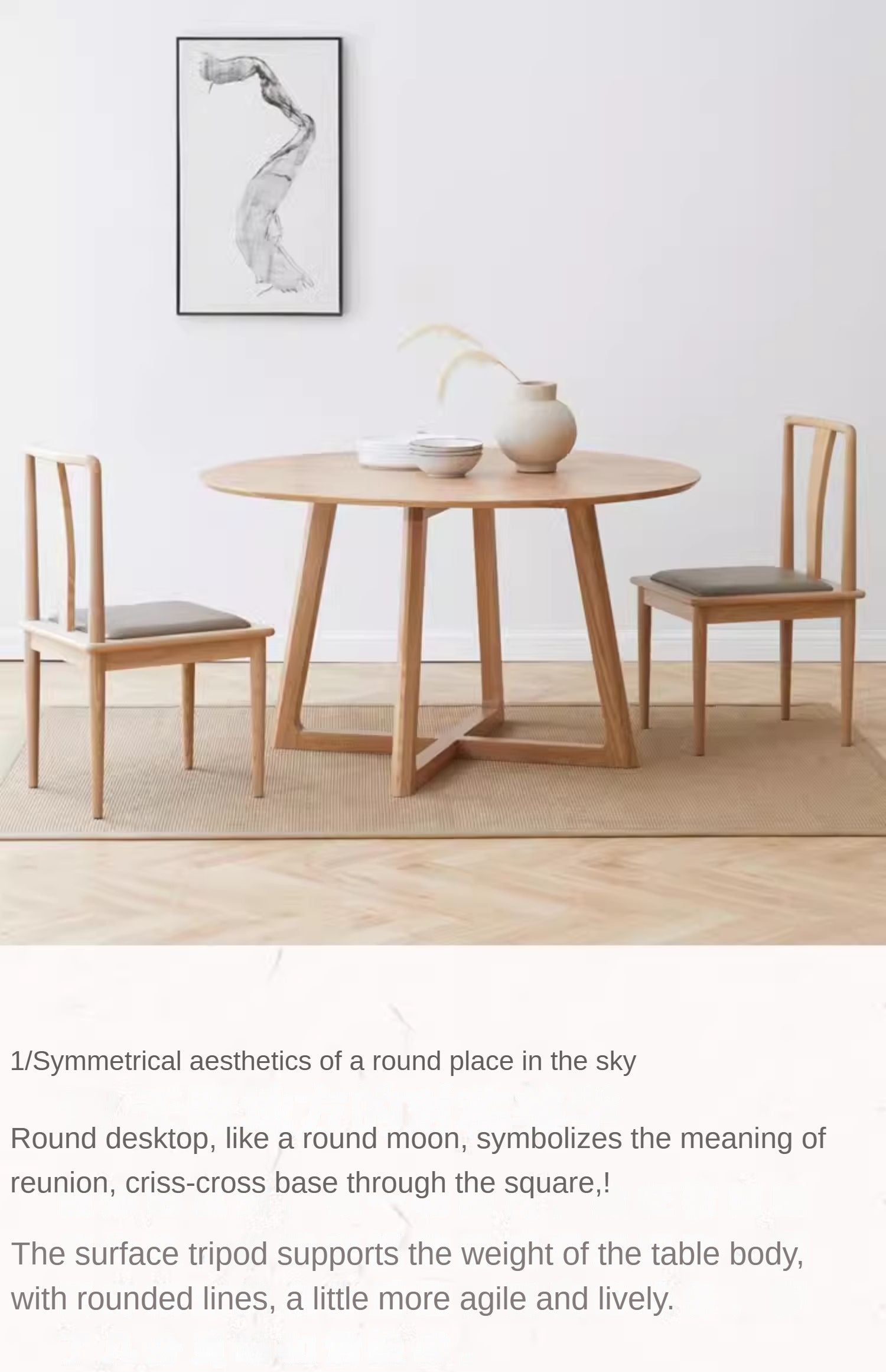 Ash Solid wood round dining table