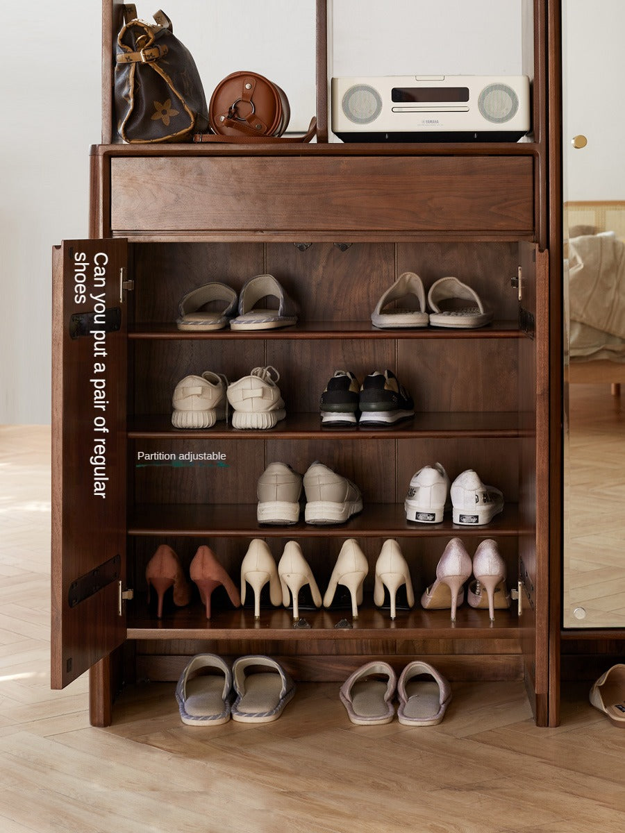 Black walnut solid wood entrance cabinet, integrated partition screen cabinet: