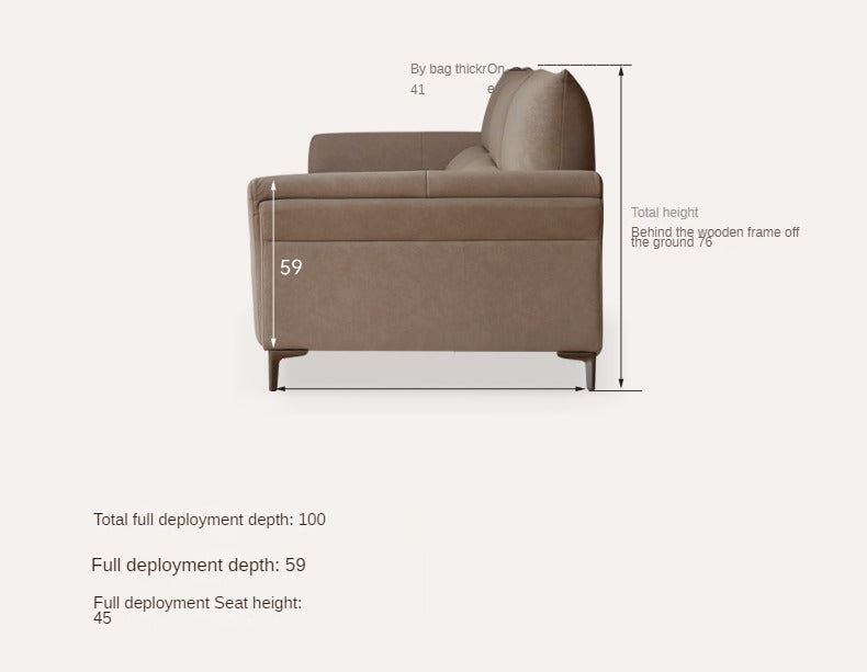 Fabric Italian Minimalist Three-seater High-legged Straight Sofa