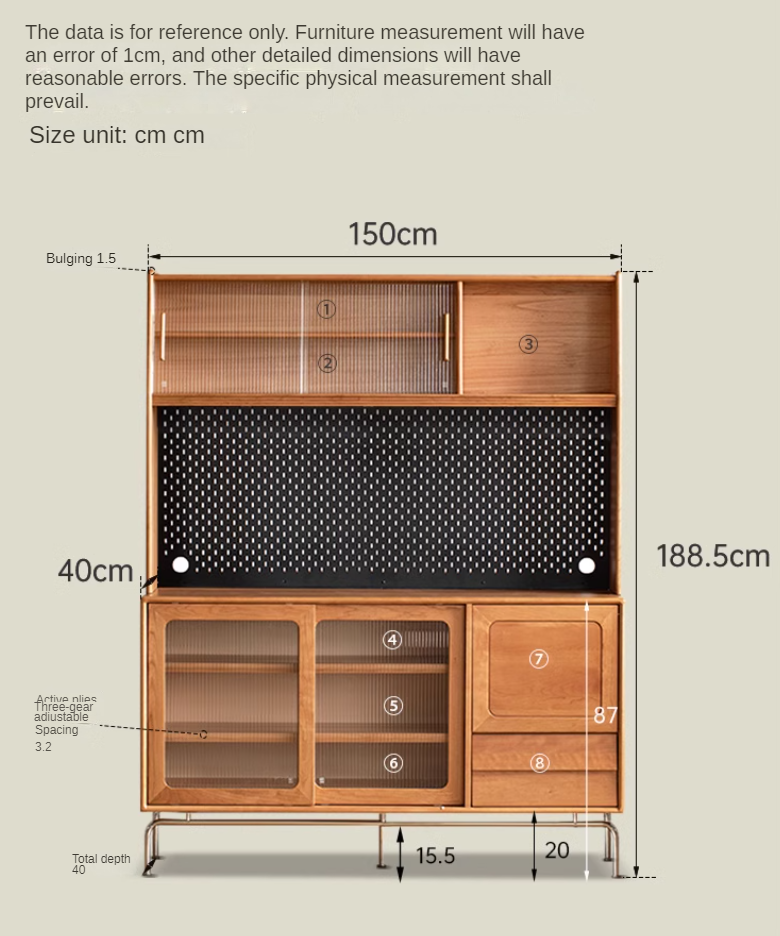 Cherry Solid Wood Retro Medieval Sideboard