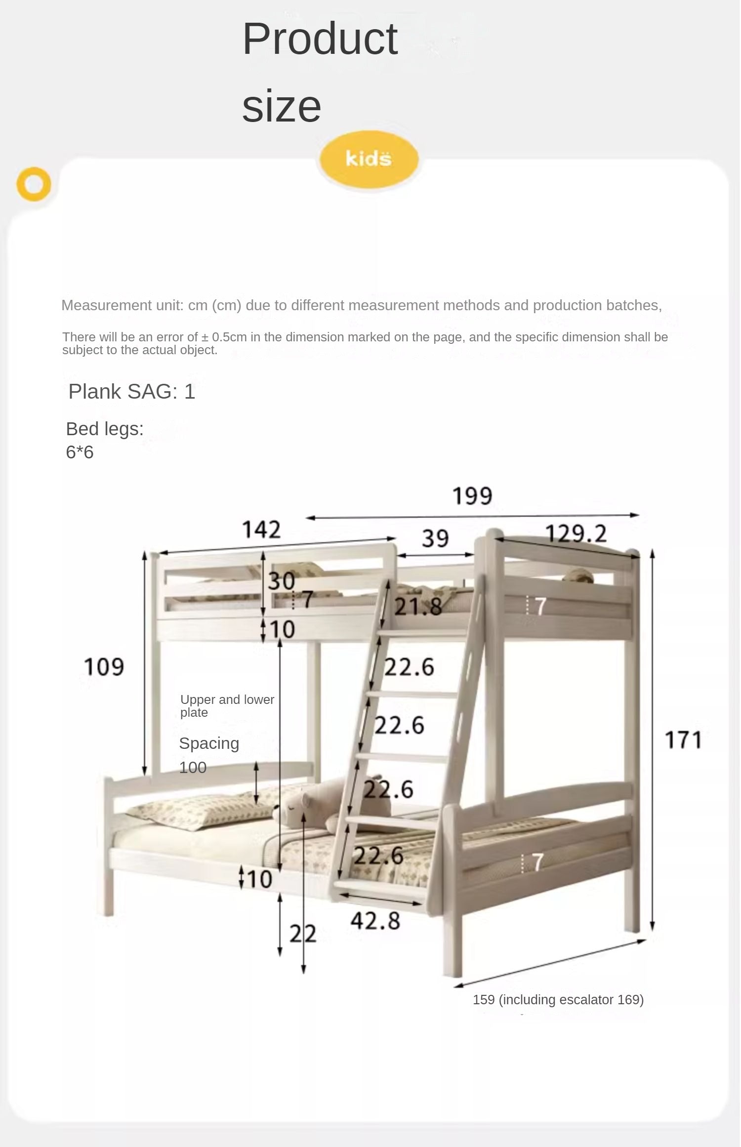 Beech, Birch solid wood children's bunk bed white detachable bed.