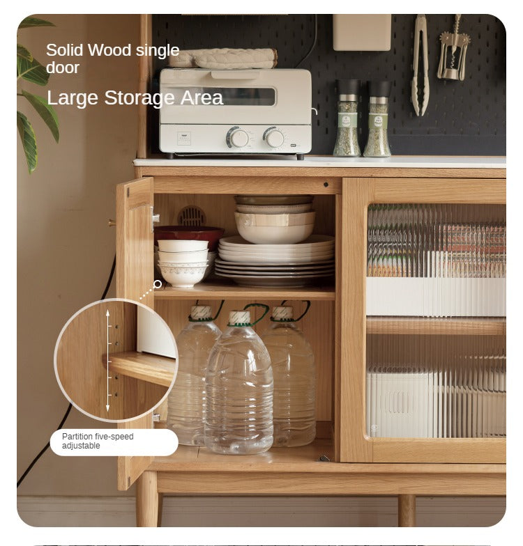 Oak solid wood rock plate capacity high storage cabinet,