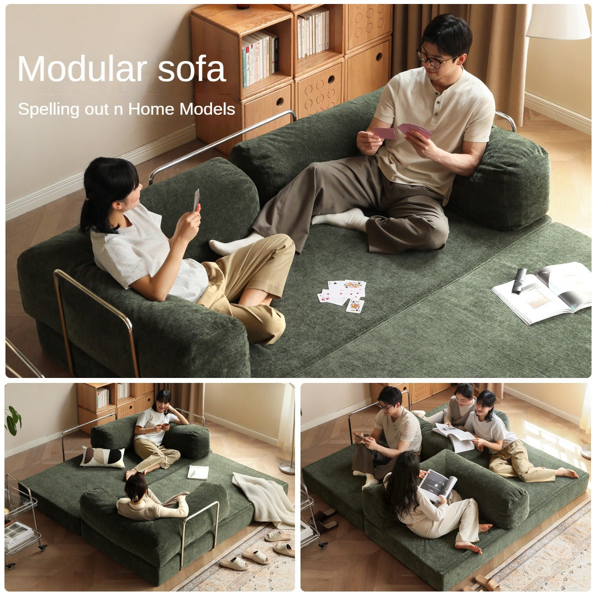 Fabric modern folding dual-purpose sofa