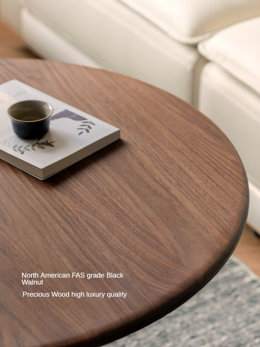 Black Walnut Round Solid Wood Coffee Table