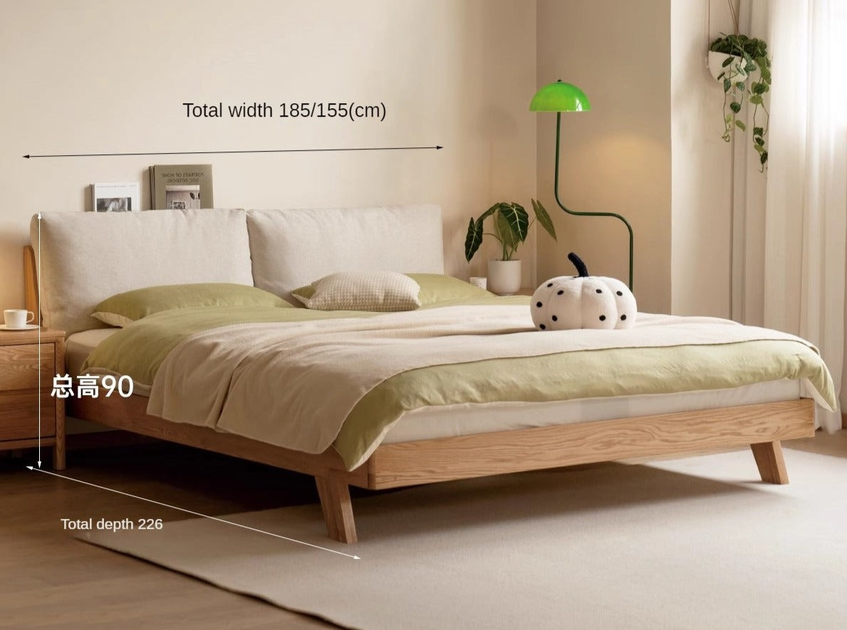 Oak solid wood soft bed"