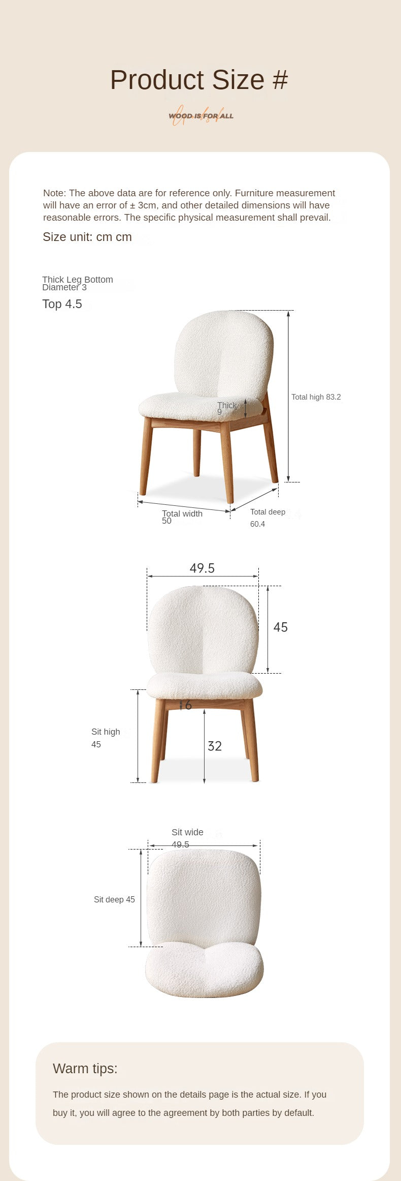 Oak Solid Wood Leisure Soft Chair Study Cream Style