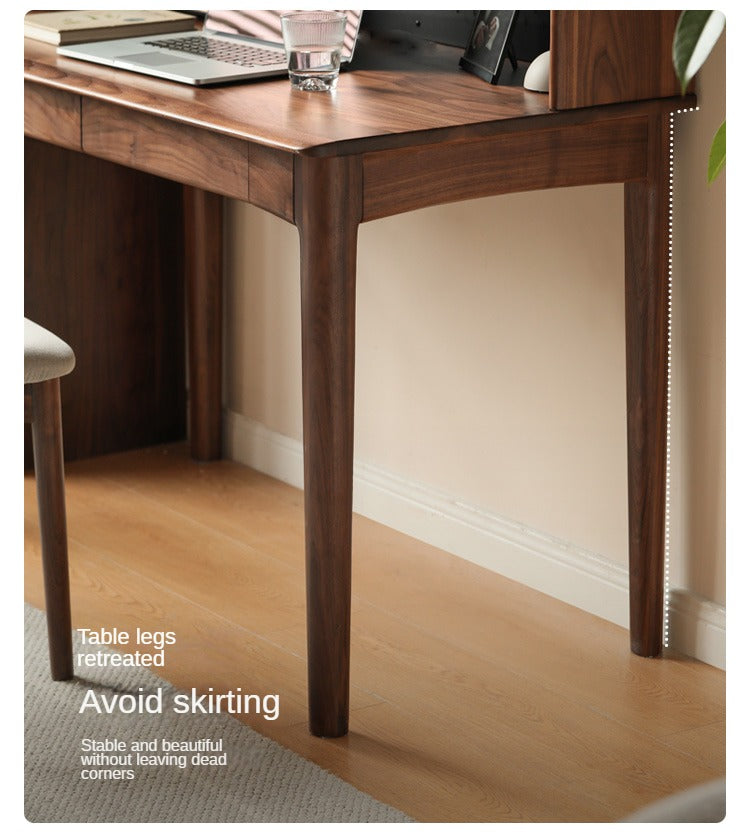 Black Walnut Solid Wood Integrated Bookshelf Table