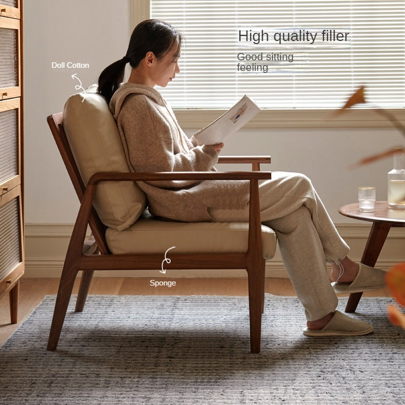 Leisure armchair & footstool Black Walnut solid wood-