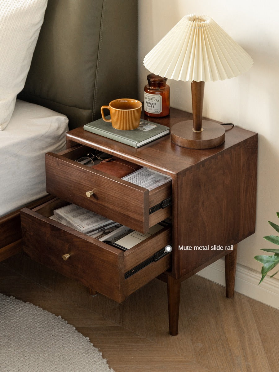 Black walnut solid wood nightstand-