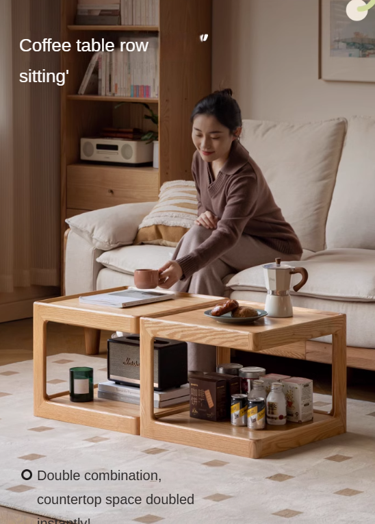 Oak Solid Wood Square Coffee Table