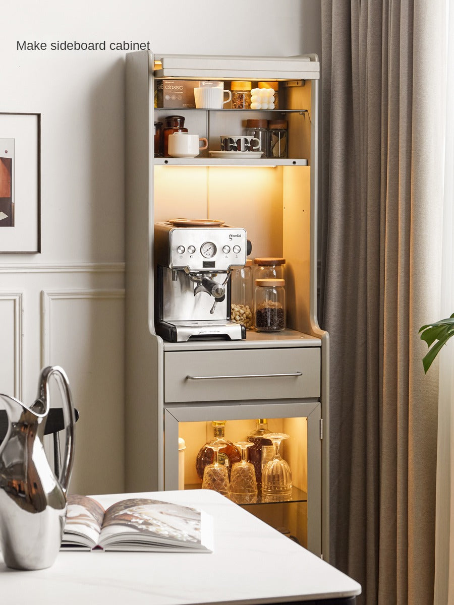 Poplar Solid Wood High Side Cabinet Light Luxury Kitchen Sideboard -