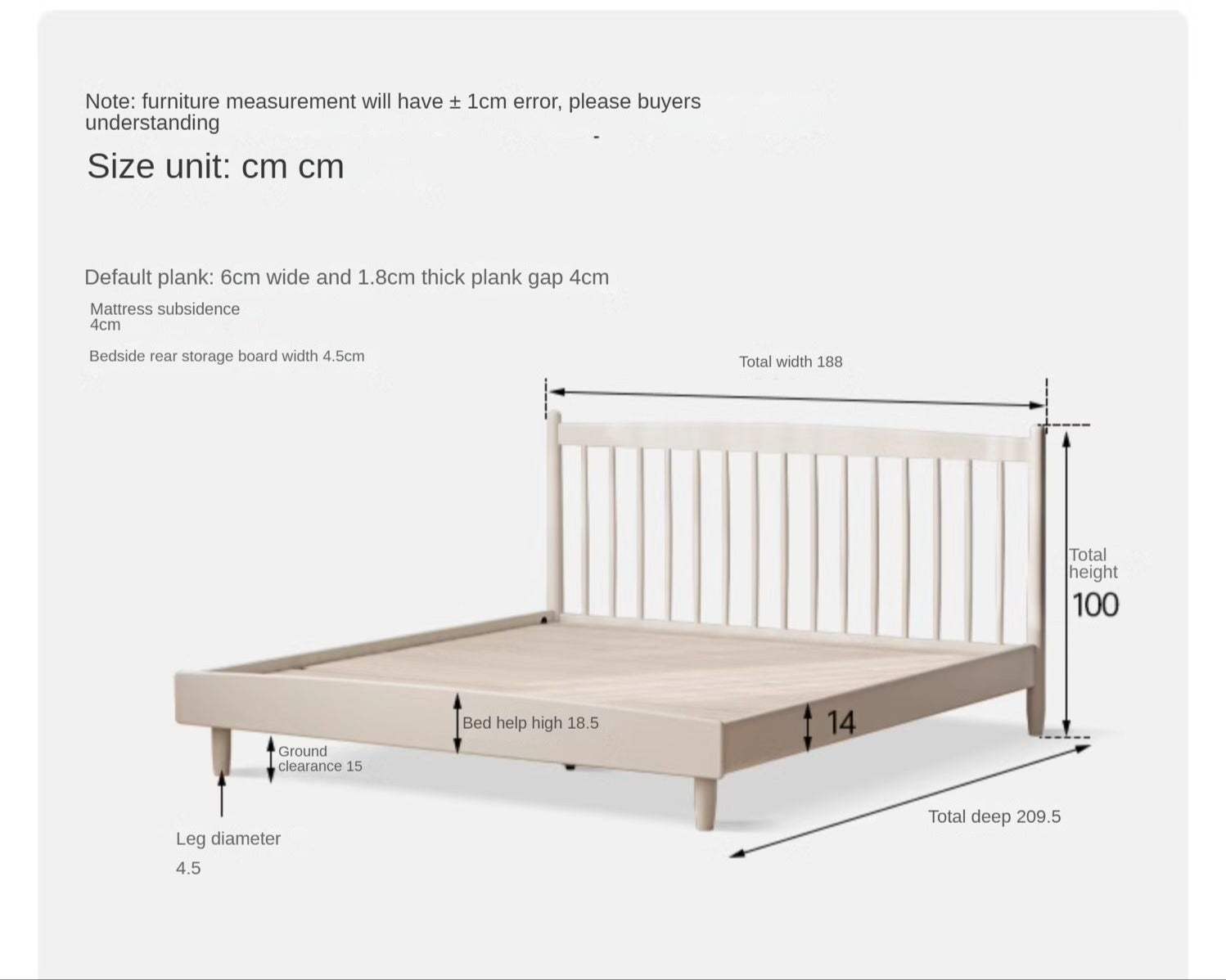 Poplar Solid Wood Cream Style Bed