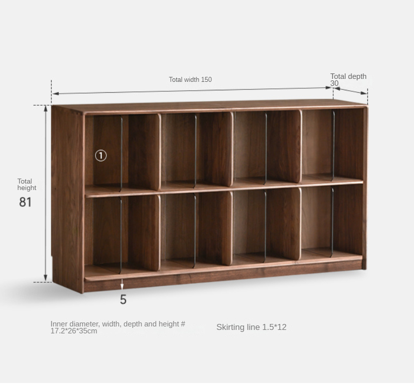 Oak Solid Wood Bookcase Modern Storage Cabinet.