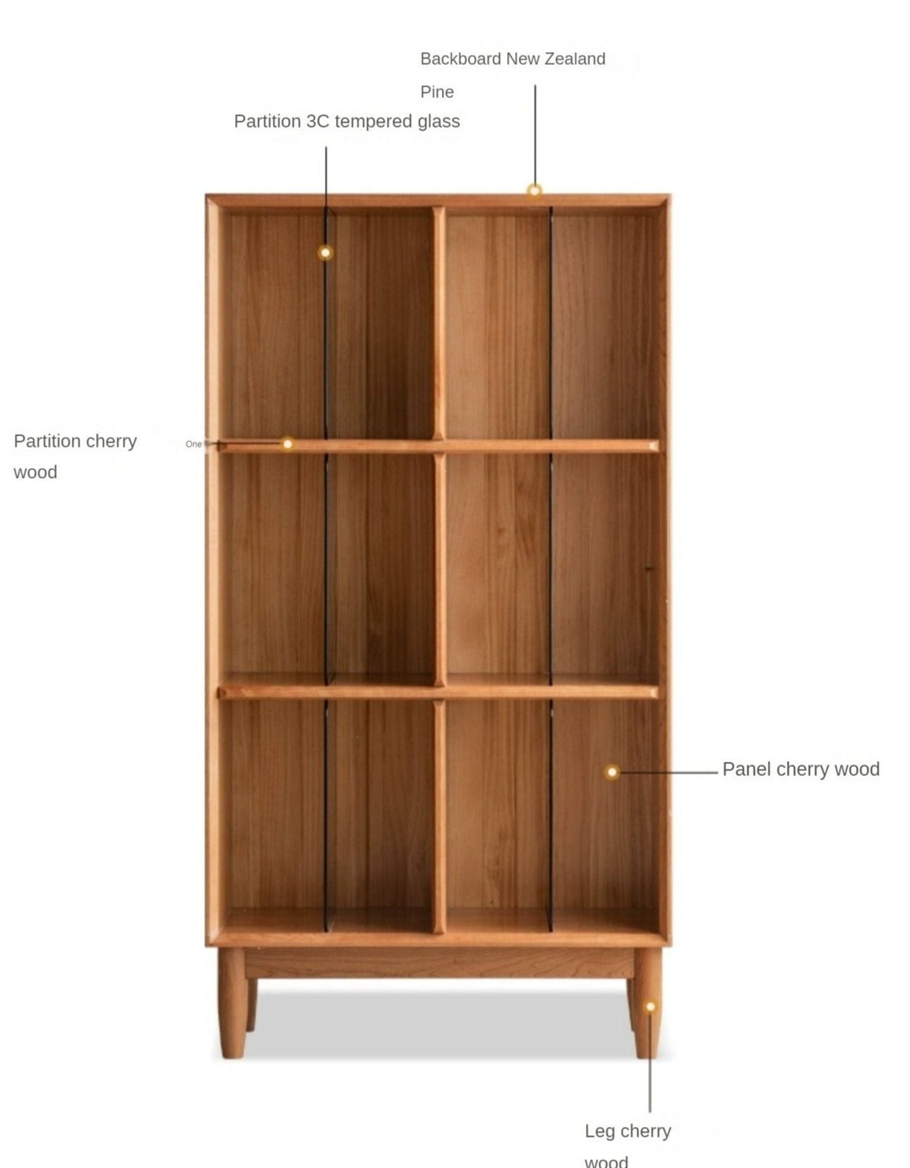 Cherry, Oak Solid Wood Bookshelf Lattice Cabinet