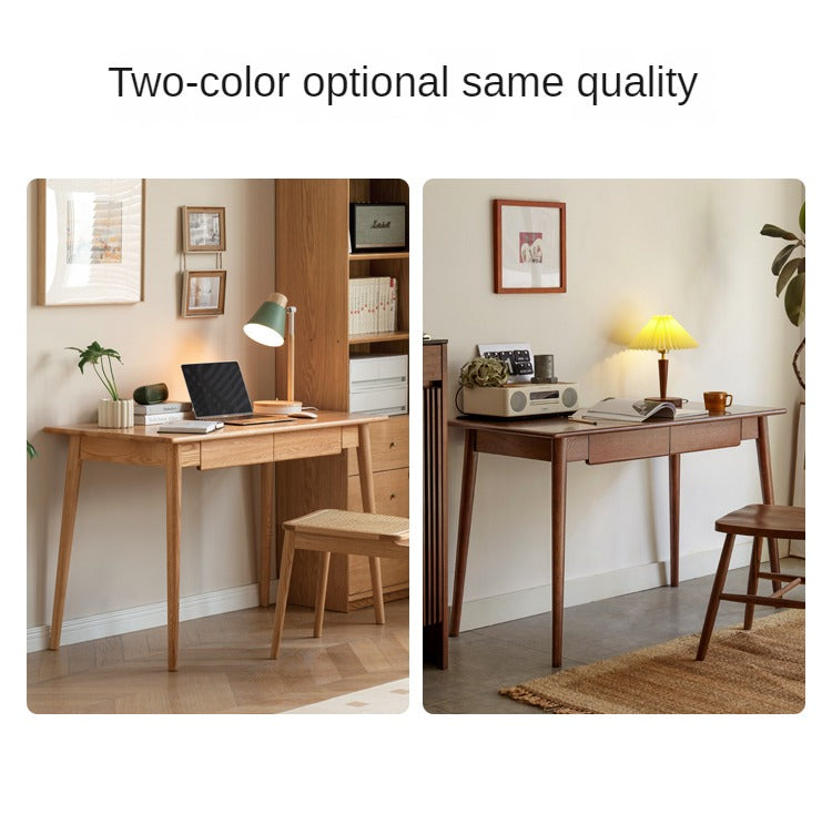 Oak Solid Wood Office Desk Spindle-Shaped Slanted Legs