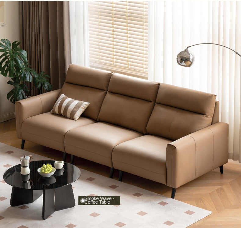 Top Layer Cowhide Leather Straight Sofa Modern