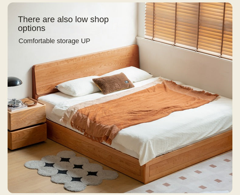 Cherry Solid Wood Box Storage Bed