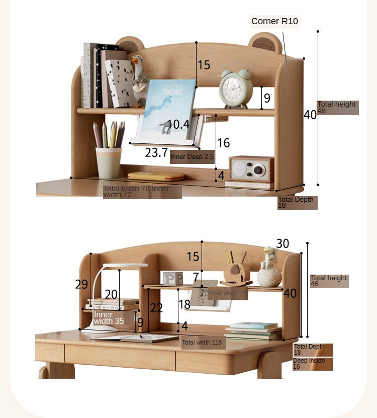 Beech Solid Wood children's Lifting Study Desk