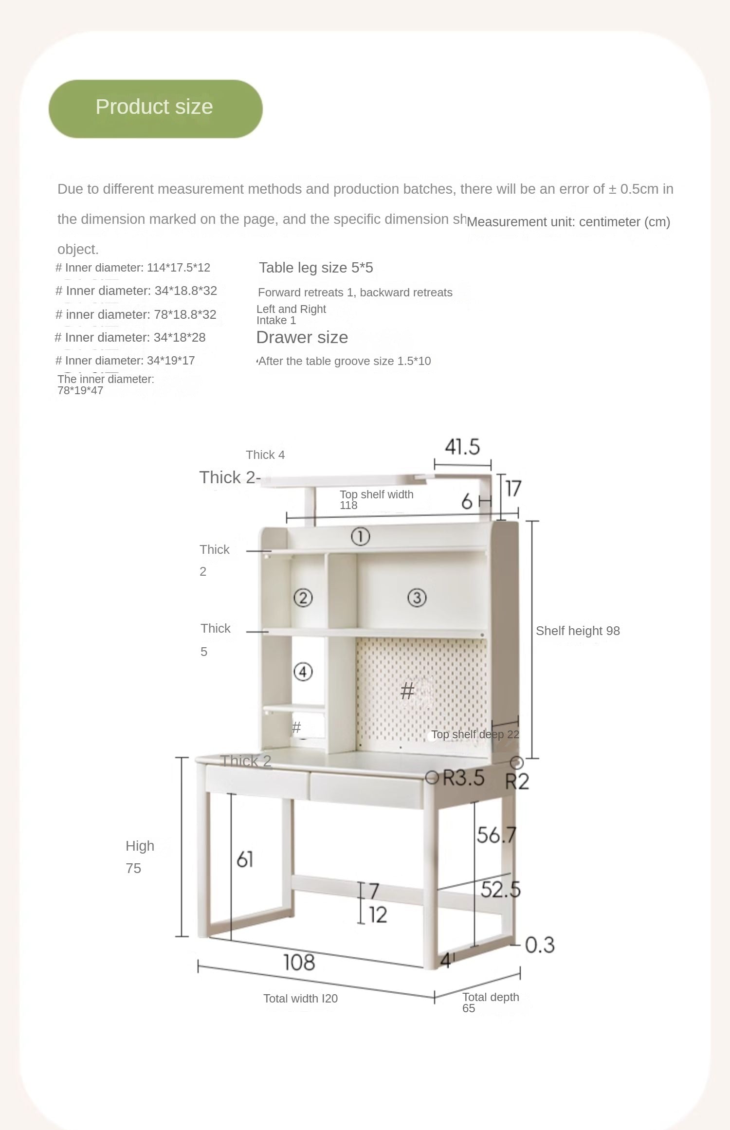 Poplar Solid Wood Cream Style Bookshelf Integrated Table