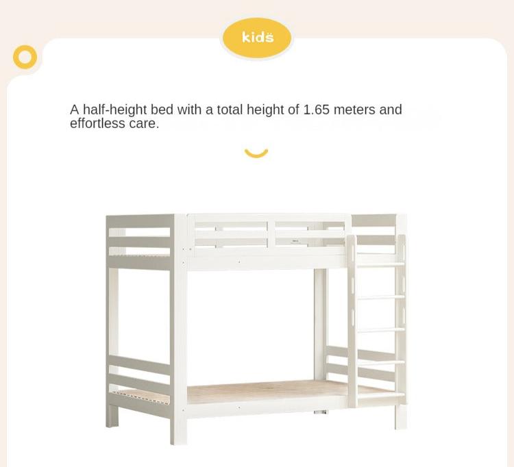 Birch Solid Wood Children's Bunk Bed Cream Style White.