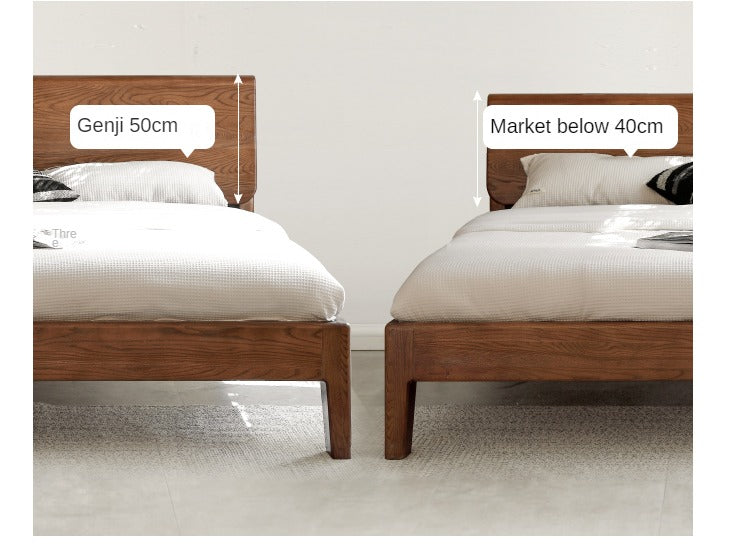 Ash, Oak solid wood bed Nordic modern simple bed<