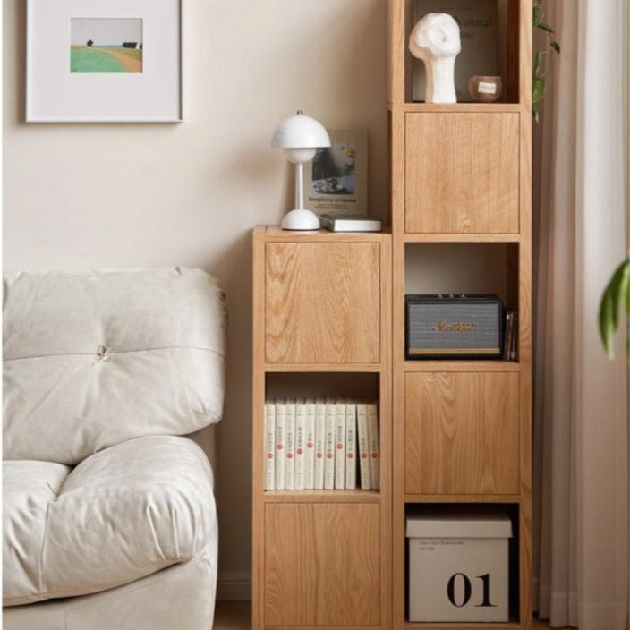 Oak Solid Wood Floor to Floor Nordic Corner Bookcase