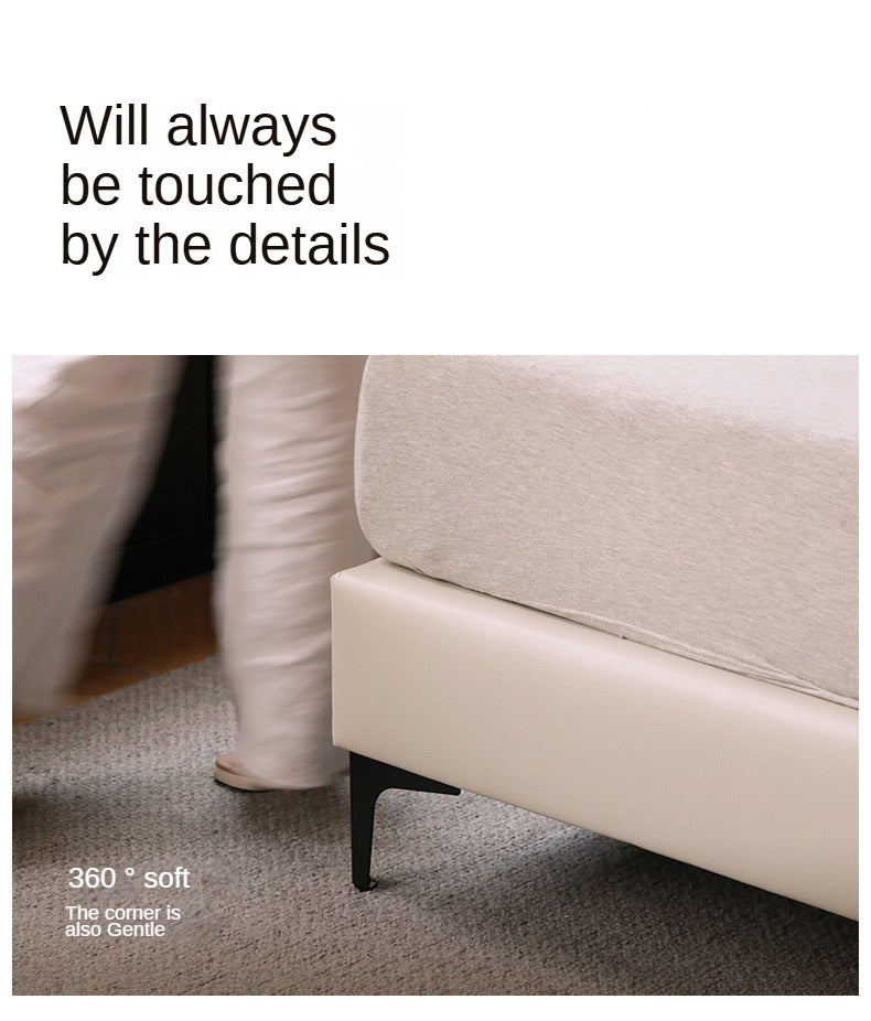 Cow Leather Bed ,Technology Cloth Wood Bed