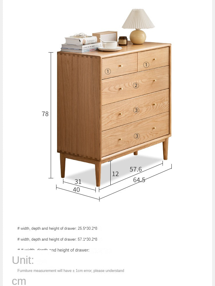 Oak solid wood chest of drawers Nordic "
