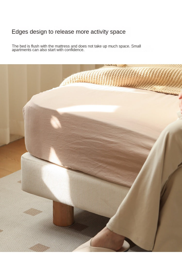 Fabric Bed Cream Style Modern Soft Bed