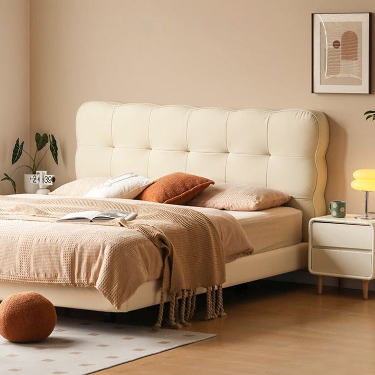 Organic Leather Suspension Bed Cream Style _)