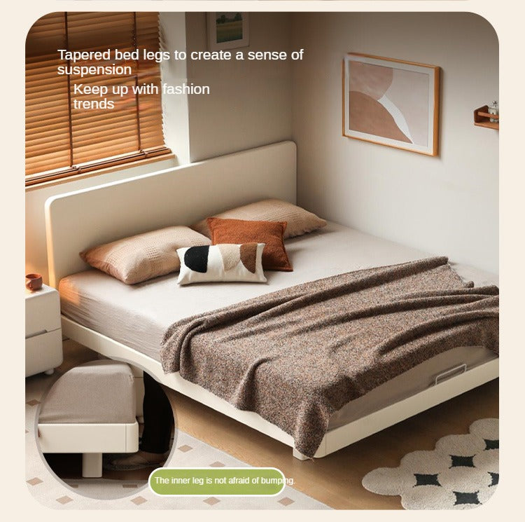 Poplar solid wood bed modern simple cream style<