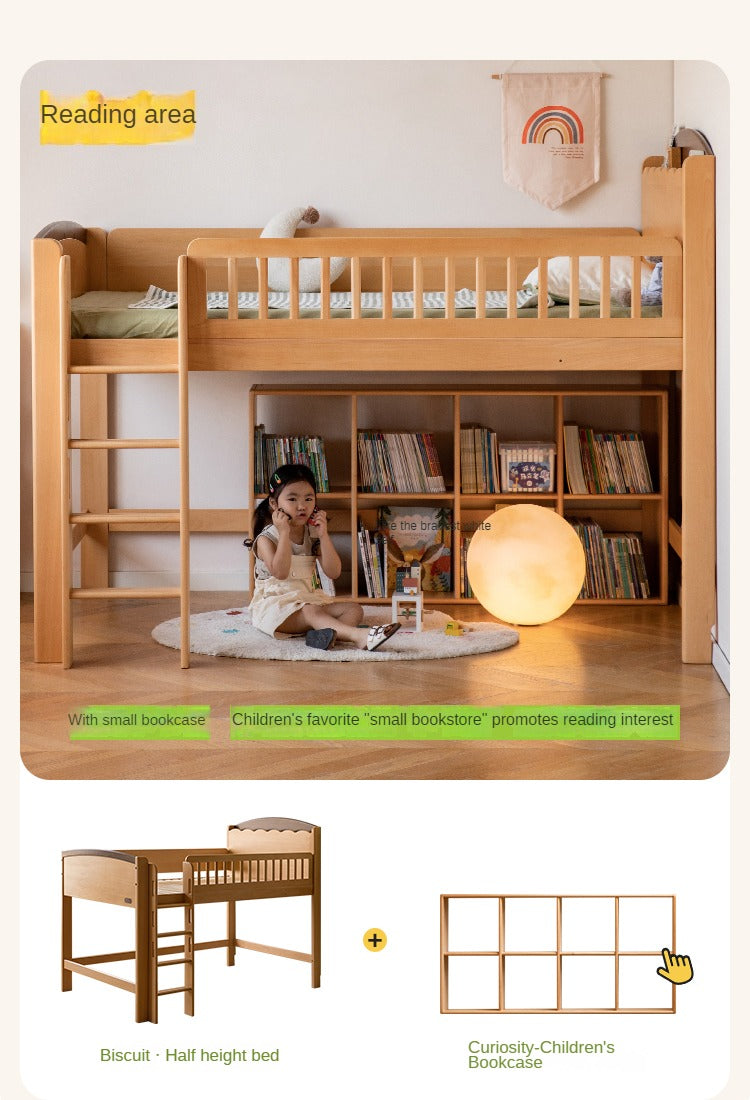 Beech Solid Wood Children's with Light Guardrail Bed