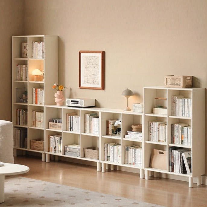 Poplar Solid Wood Bookcase Free Combination Cream Style<