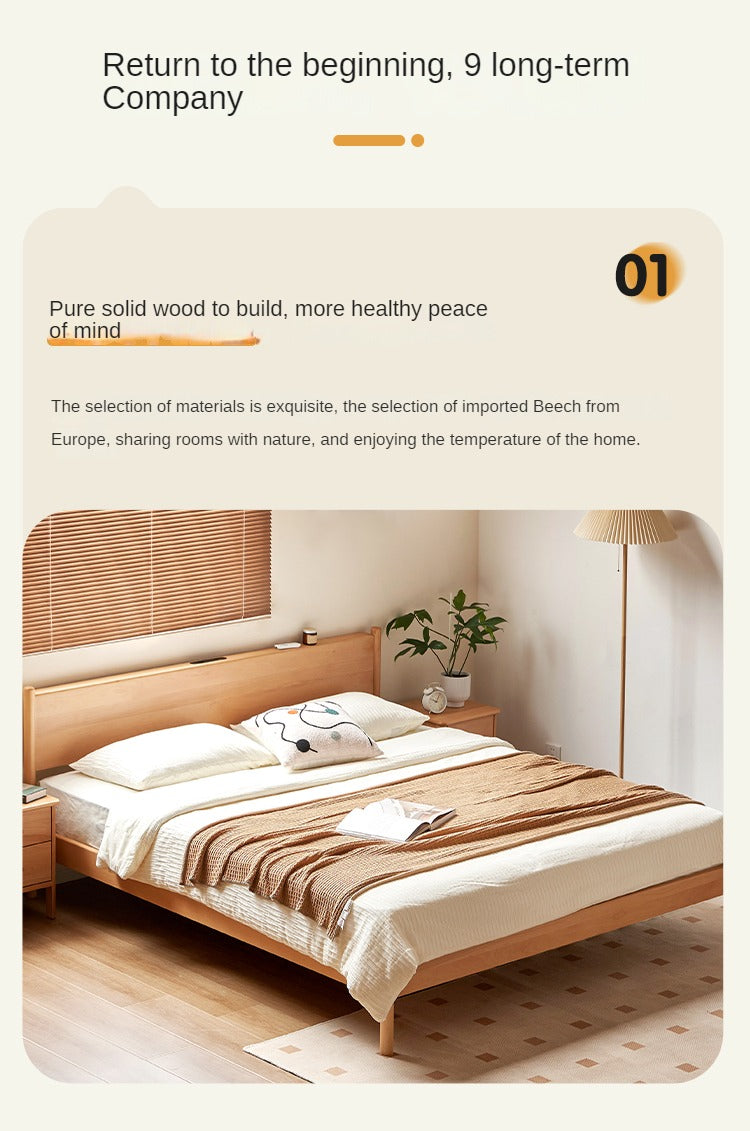 European Beech Oak Solid Wood bed).