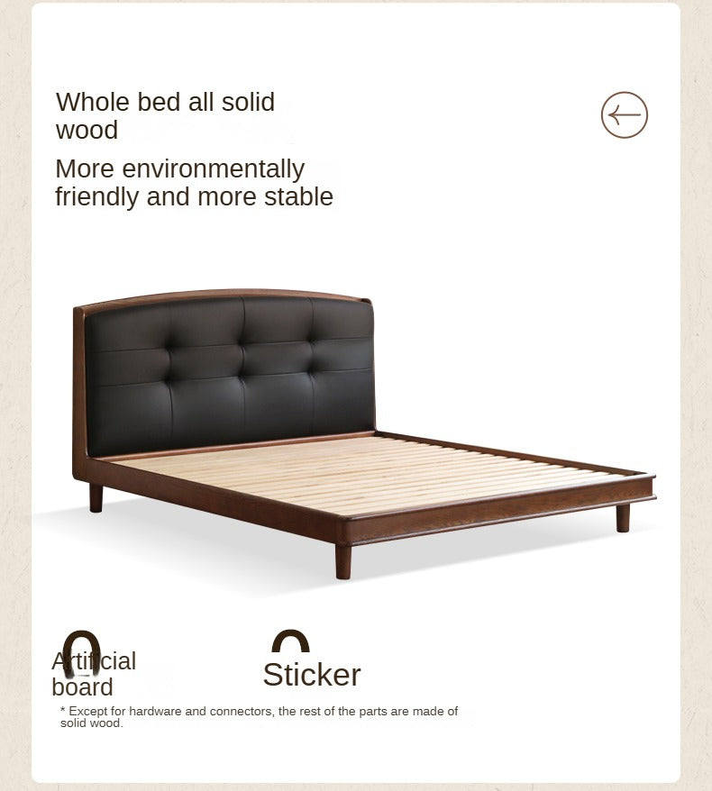 Oak Solid Wood Multifunctional Retro Soft Bed