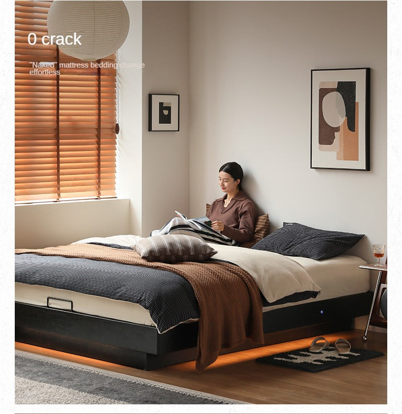 Oak Solid Wood Suspended Box Platform Bed, Headboard-Free Bed