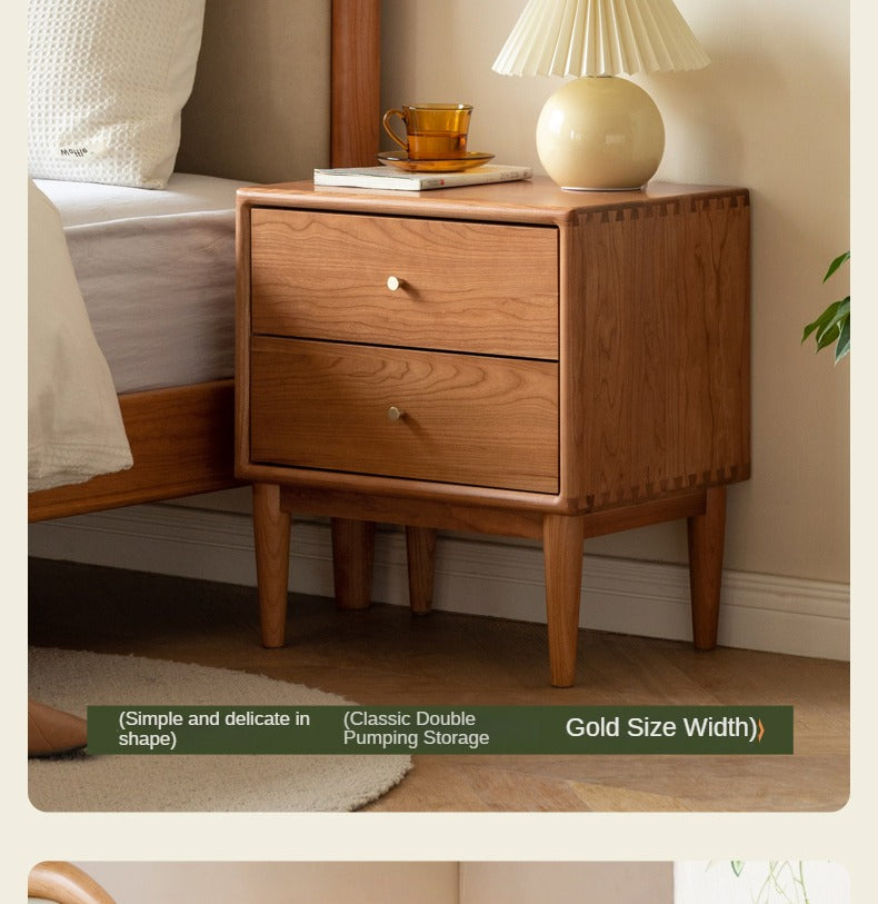 Cherry Solid Wood Retro Nightstand