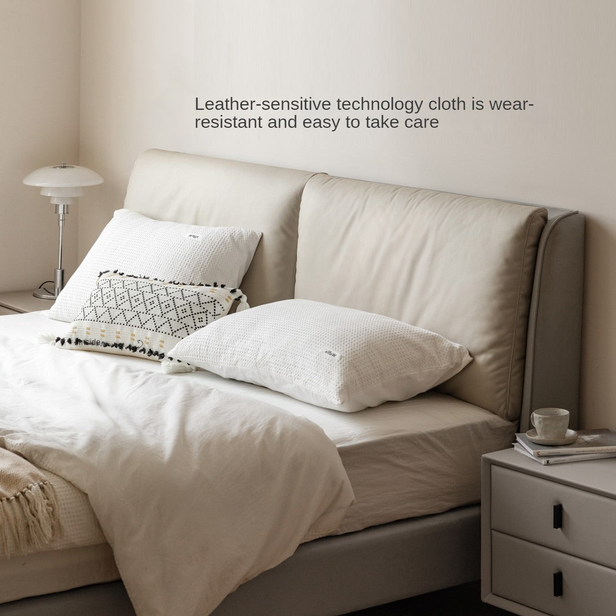 Technology Fabric Bed Cream Soft ")