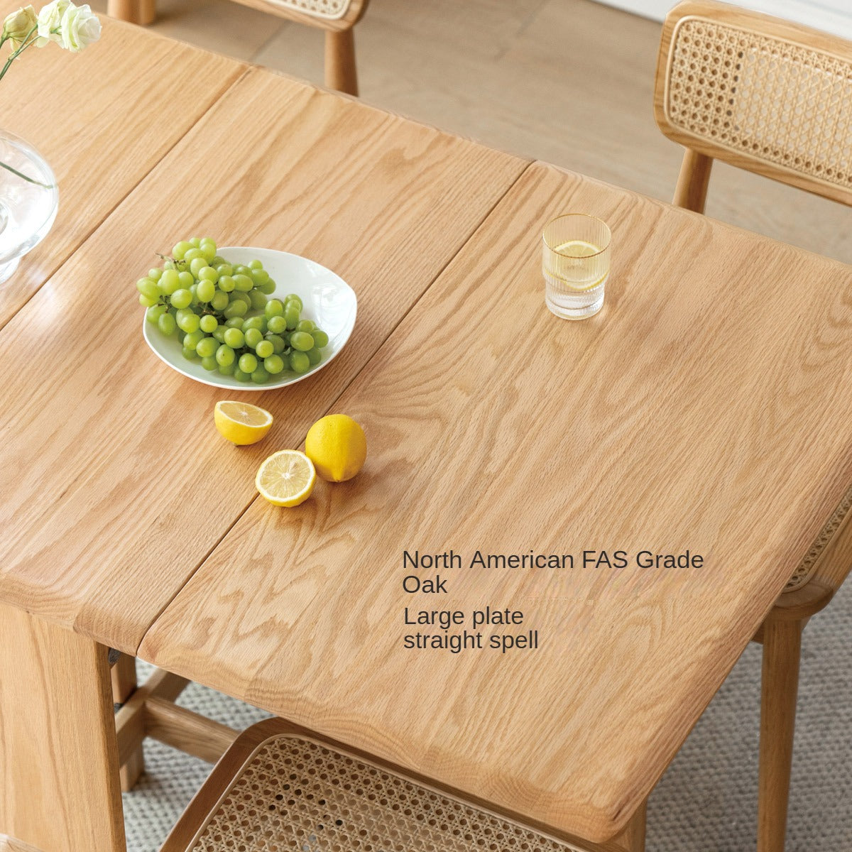 Oak solid wood folding table, retractable dining table