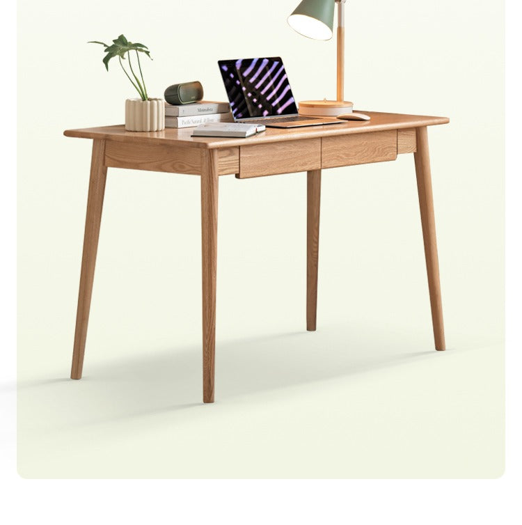 Oak solid wood Office desk spindle-shaped slanted legs: