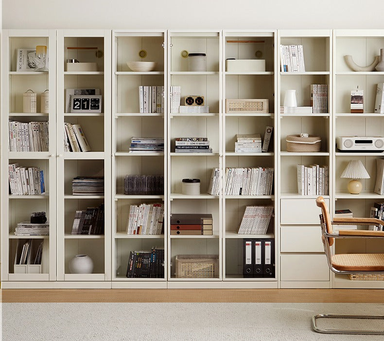 Poplar Solid Wood Bookcase Cream Style