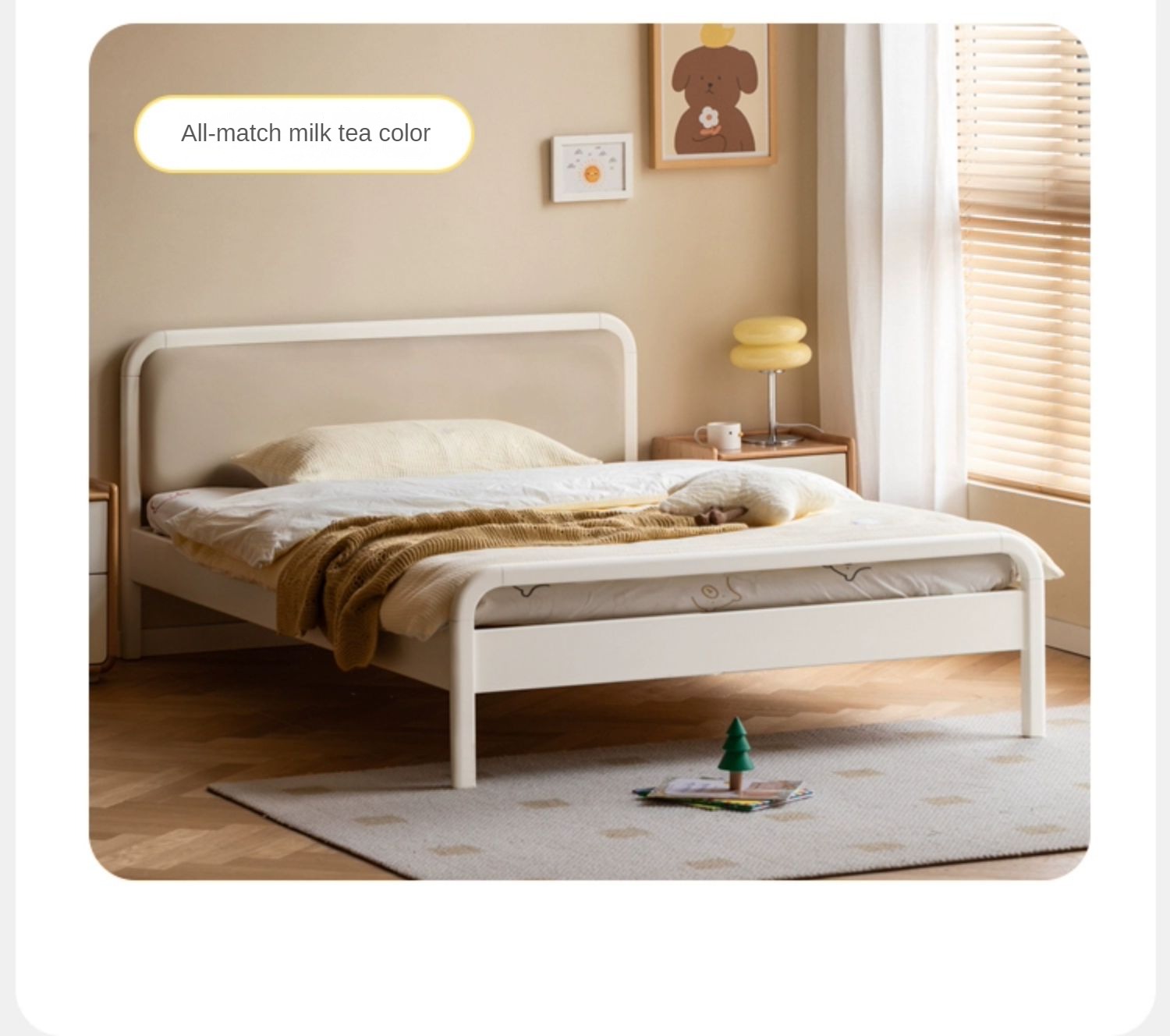 Poplar Solid Wood Children's Bed Cream Soft Bag Headboard_)