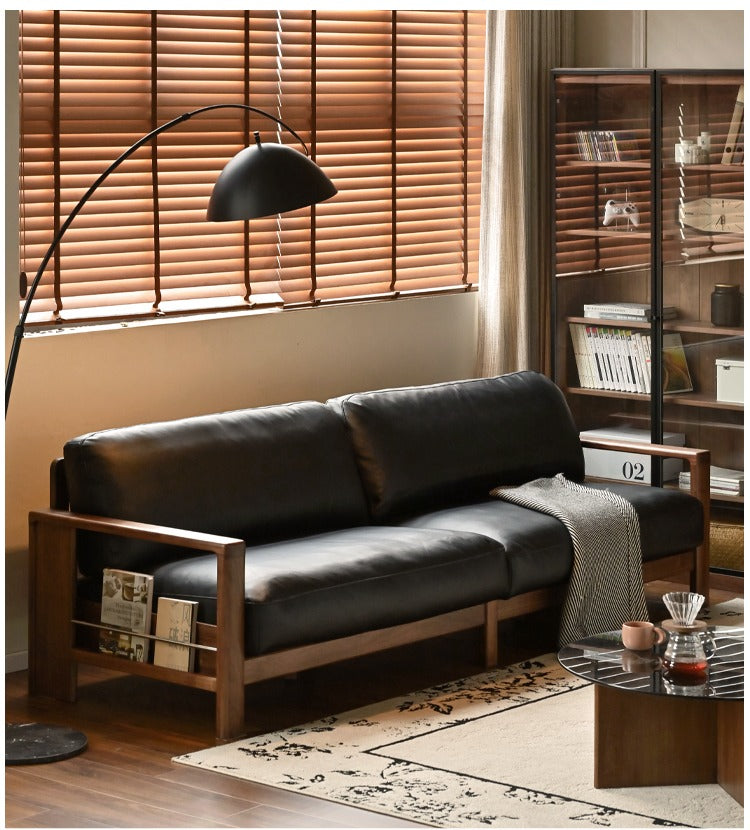 Black walnut solid wood Fabric Modern Straight Sofa