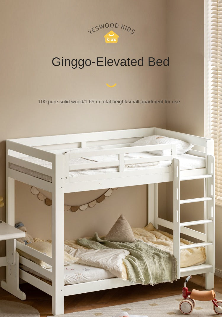 Birch Solid Wood Children's Bunk Bed Cream Style White.