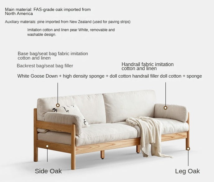 Oak solid wood deep seat Down Sofa "