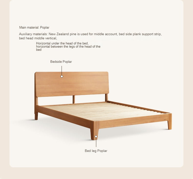 Poplar Solid Wood Modern Large headboard Bed