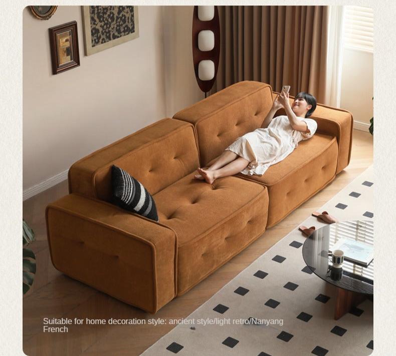 Fabric sofa modern simple tofu block sofa