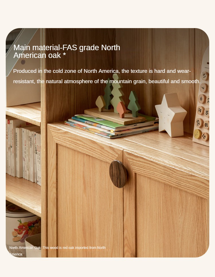 Oak Solid Wood Small Kids Bookshelf