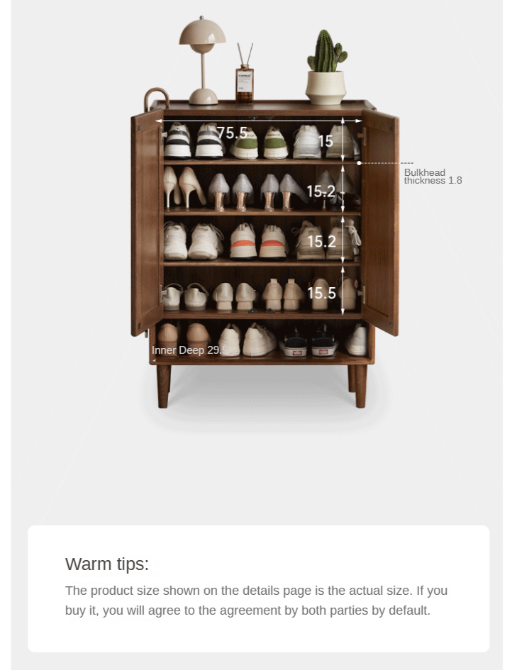 Oak solid wood large capacity shoe cabinet